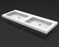 Wiesbaden Kera wastafel dubbel zonder kraangat 120x46x5 cm keramiek glans wit - thumbnail