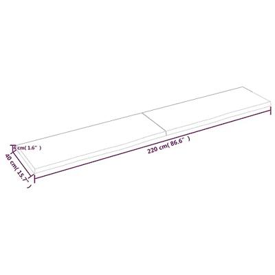 VidaXL Wastafelblad 220x40x(2-4) cm behandeld massief hout donkerbruin