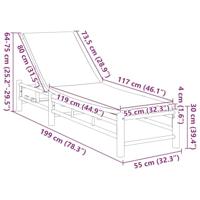 Ligstoel met kussens 55x199x30 cm bamboe - thumbnail