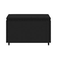 Voetensteun met kussen poly rattan zwart - thumbnail