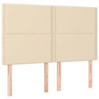 Boxspring met matras stof crèmekleurig 140x190 cm - thumbnail