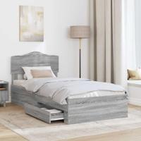 Bedframe met hoofdeinde Grijs Sonoma 90 x 190 cm Bewerkt hout - thumbnail