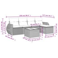 6-delige Loungeset met kussens poly rattan zwart - thumbnail