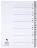 Q-CONNECT tabbladen, A4, PP, 11-gaatsperforatie, met indexblad, set van A-Z, 20 tabs, grijs - thumbnail