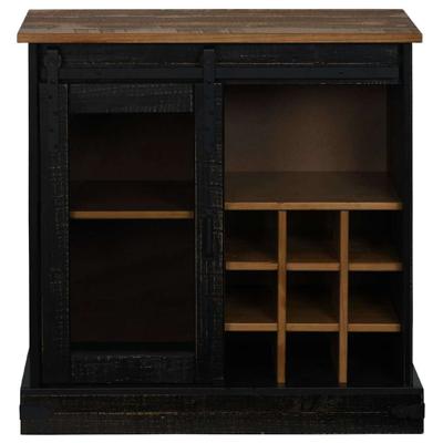 Dressoir HALDEN met schuifdeur 80x40x80 cm massief hout zwart