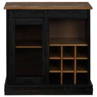 Dressoir HALDEN met schuifdeur 80x40x80 cm massief hout zwart - thumbnail