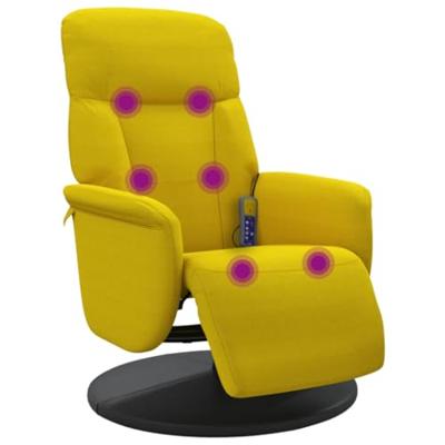 Massagestoel verstelbaar met voetensteun fluweel geel