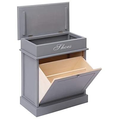 VidaXL Schoenenkast 50x28x58 cm paulowniahout grijs VidaXL Schoenenkast 50x28x58 cm paulowniahout grijs
