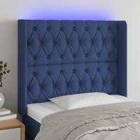 Hoofdbord LED 93x16x118/128 cm stof blauw - thumbnail