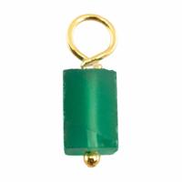 Ruwe Edelsteen Hanger Groene Onyx 925 Zilver & Verguld (8 - 12 mm) - thumbnail