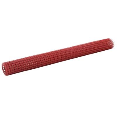 VidaXL Kippengaas 25x1,5 m staal met pvc coating rood VidaXL Kippengaas 25x1,5 m staal met pvc coating rood
