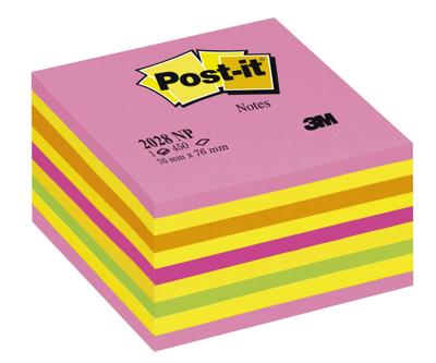 Post-it Notes kubus, 450 vel, ft 76 x 76 mm, roze-geel tinten