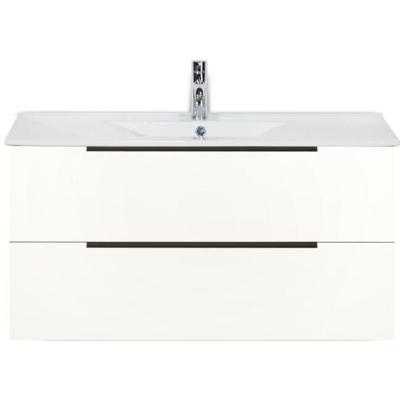 Seville Badmeubelset 100 cm - Wit Hoogglans Edge Greep - Wastafel Enjoy