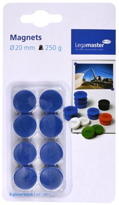 Magneet legamaster 20mm 250gr blauw 8 stuks