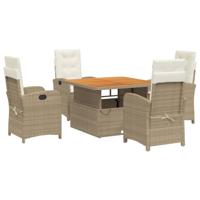 5-delige Tuinset met kussens poly rattan beige - thumbnail