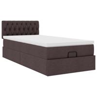 Ottoman bed met matras en LED's 100x200 cm stof donkerbruin - thumbnail