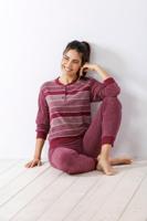 Paars badstof dames pyjama van Hajo - thumbnail