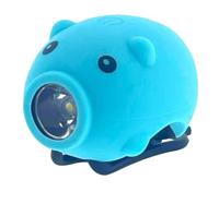 PexKids fietstoeter varken met led lamp usb blauw - thumbnail