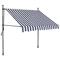 Luifel handmatig uitschuifbaar met LED 150 cm blauw en wit - thumbnail