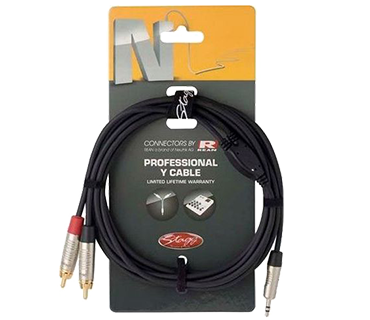 Stagg NYC6-MPS2CMR Y-kabel DeLuxe 3,5mm Jack M Naar RCA M 6m