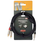 Stagg NYC6-MPS2CMR Y-kabel DeLuxe 3,5mm Jack M Naar RCA M 6m - thumbnail