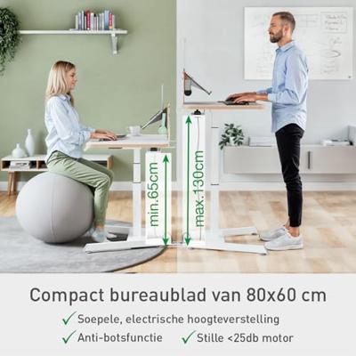 Leitz Ergo Zit/Sta bureau, klein, elektrisch, op voet