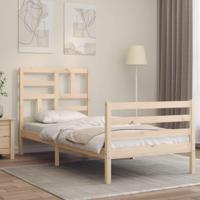 Bedframe met hoofdbord massief hout 100x200 cm - thumbnail