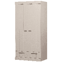 WOOOD Kledingkast 'Connect' 195 x 94cm, 2 deuren en lade, kleur Dust - thumbnail