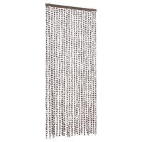 VidaXL Vliegengordijn 90x220 cm chenille taupe en wit - thumbnail