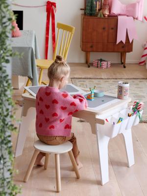 Tekentafel en bouwstenen van FSC®-hout wit