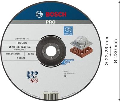 Bosch Accessories 2608603176 2608603176 Doorslijpschijf gebogen 230 mm 1 stuk(s) Steen