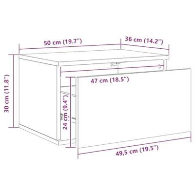 Nachtkastje met LED's wandgemonteerd grijs sonoma eikenkleurig Nachtkastje met LED's wandgemonteerd grijs sonoma eikenkleurig