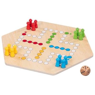 Goki houten ludo spel 6 spelers