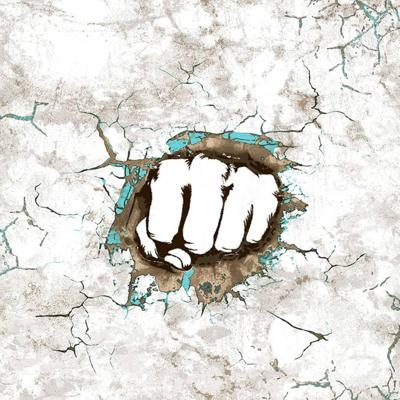 Noordwand behang friends & coffee concrete boxing fist grijs en wit