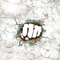 Noordwand behang friends & coffee concrete boxing fist grijs en wit - thumbnail