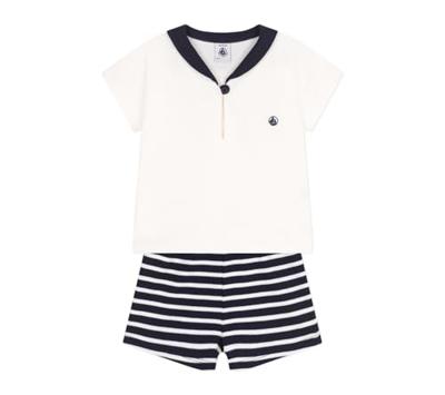 Een baby 2-delige set PETIT BATEAU met een trui met een col. marineblauw Een baby 2-delige set PETIT BATEAU met een trui met een col. marineblauw