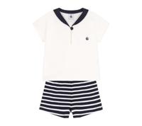 Een baby 2-delige set PETIT BATEAU met een trui met een col. marineblauw - thumbnail
