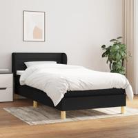 Boxspring met matras stof zwart 160x200 cm - thumbnail