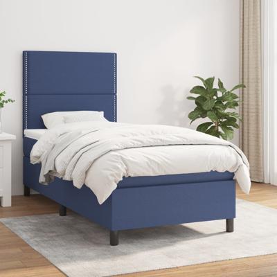 Boxspring met matras stof blauw 100x200 cm - thumbnail