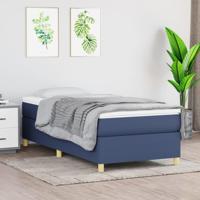 Boxspring met matras stof blauw 90x200 cm - thumbnail