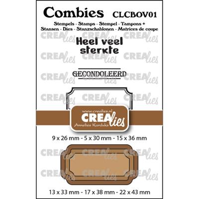 Crealies • combies stempelset overlijden 01: 2 teksten + 1 tag/label