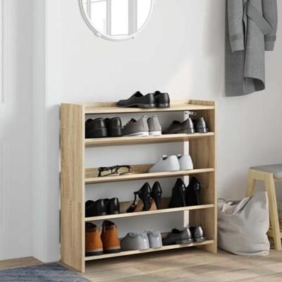 VidaXL Schoenenrek 80x25x81 cm bewerkt hout sonoma eikenkleurig VidaXL Schoenenrek 80x25x81 cm bewerkt hout sonoma eikenkleurig