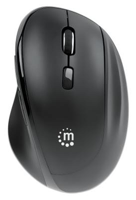 Manhattan 190237 Ergonomische muis Draadloos Optisch Zwart 3 Toetsen 800 dpi, 1200 dpi, 1600 dpi Ergonomisch, Geïntegreerd scrollwiel