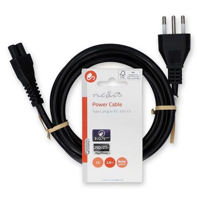 Nedis Stroomkabel | Italie Male | IEC-320-C5 | Recht | Recht | Vernikkeld | 2.00 m | Rond | PVC | Zwart | Label - CEGL11320BK20 Nedis Stroomkabel | Italie Male | IEC-320-C5 | Recht | Recht | Vernikkeld | 2.00 m | Rond | PVC | Zwart | Label - CEGL11320BK20