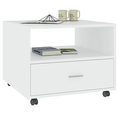 Salontafel 55x55x40 cm bewerkt hout wit Salontafel 55x55x40 cm bewerkt hout wit