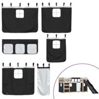 Stapelbed met glijbaan en gordijnen wit en zwart 90x200 cm - thumbnail