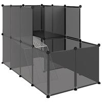 VidaXL Dierenhok klein 142x74x93 cm polypropeen en staal zwart - thumbnail