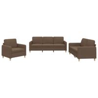 4-delige Loungeset met kussens stof bruin - thumbnail