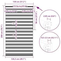 VidaXL Zebra rolgordijn 130x200 cm stofbreedte 125,9 cm lichtgrijs - thumbnail