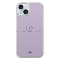 iPhone 15 hybride hoesje - Hart lila - thumbnail